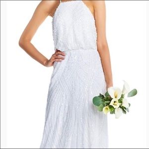 NWT Adrianna Papell white beaded dress